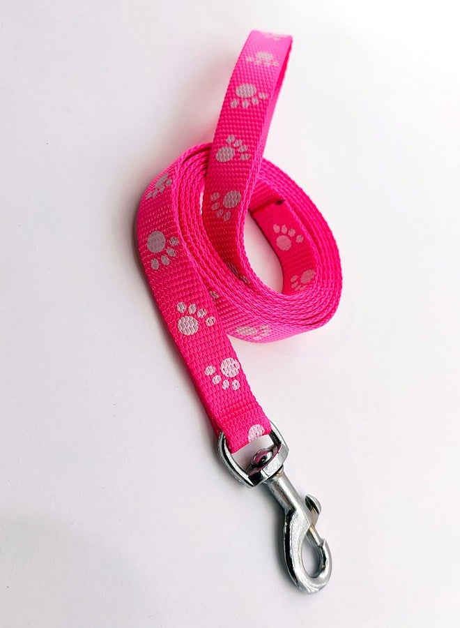 Pups&Pets Nylon Collar and Leash Paw Printed Collar Leash Set Ideal for All Breed Puppies and Small Breed Dogs (15 MM, Pink Colour) - Image 4